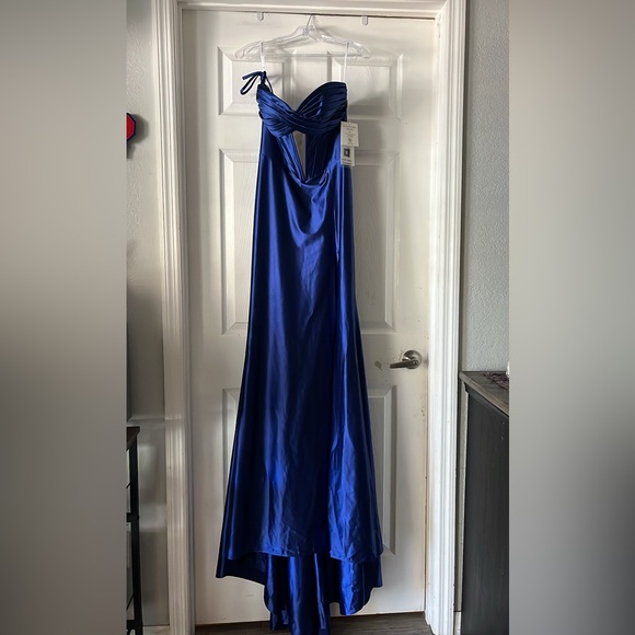 Royal Blue Satin Prom Dress